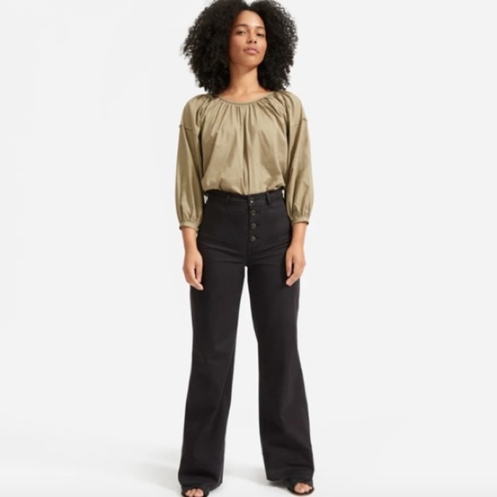 Lightweight Button-Fly Wide Leg Chino sz2/black